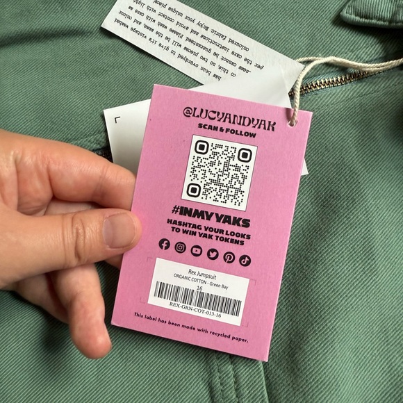 Lucy & Yak Sage Green Jumpsuit UK 16/US 12 - Picture 4 of 5